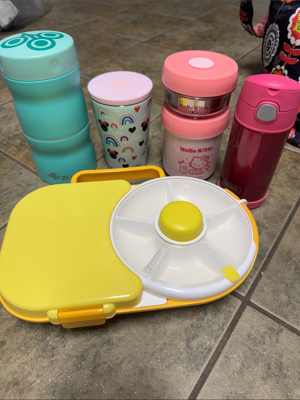 Hello Kitty Pink and White Thermal Bottle with Assorted Kids Drink Containers